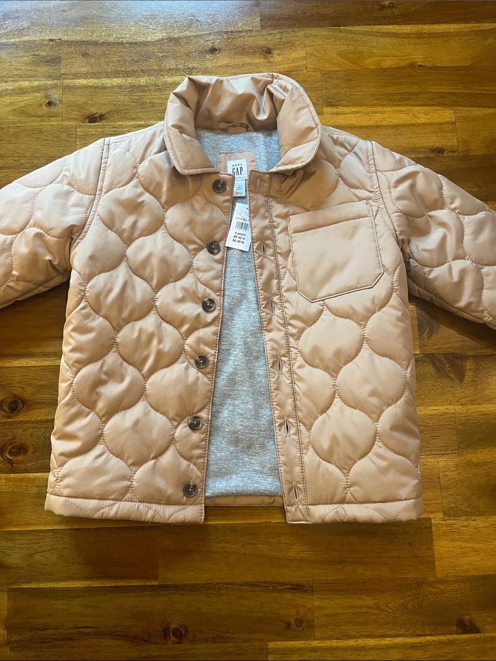 GAP Kids Quilted Puffer Jacket in Tan
